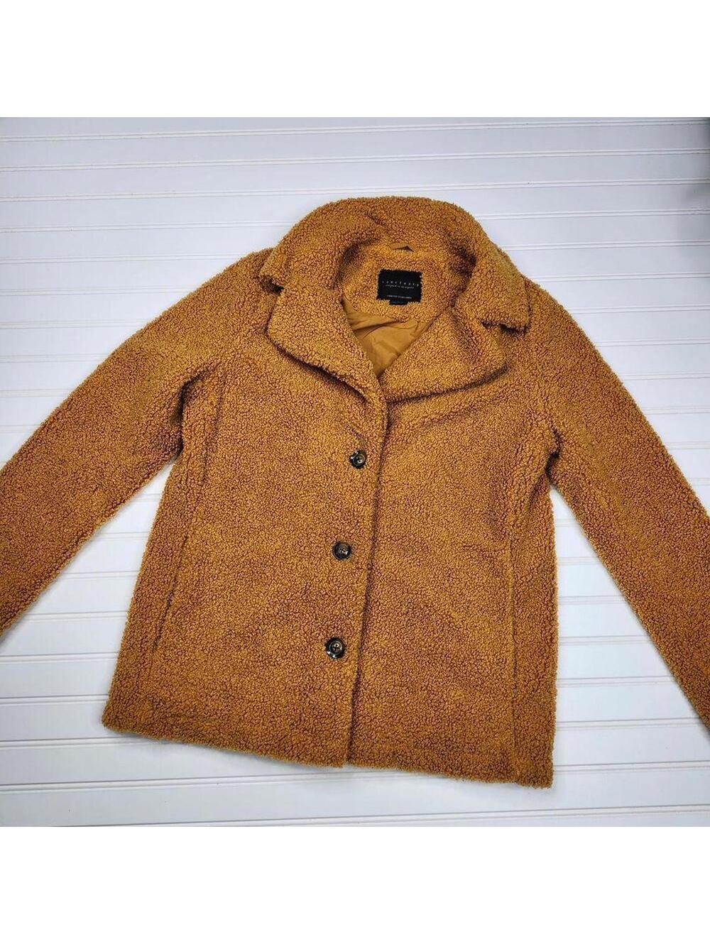Sanctuary Teddy Sherpa Coat Camel Brown Button Front Jacket Women’s Small